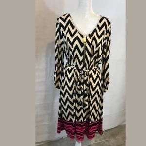 Chevron Shift tie waist  dress size M